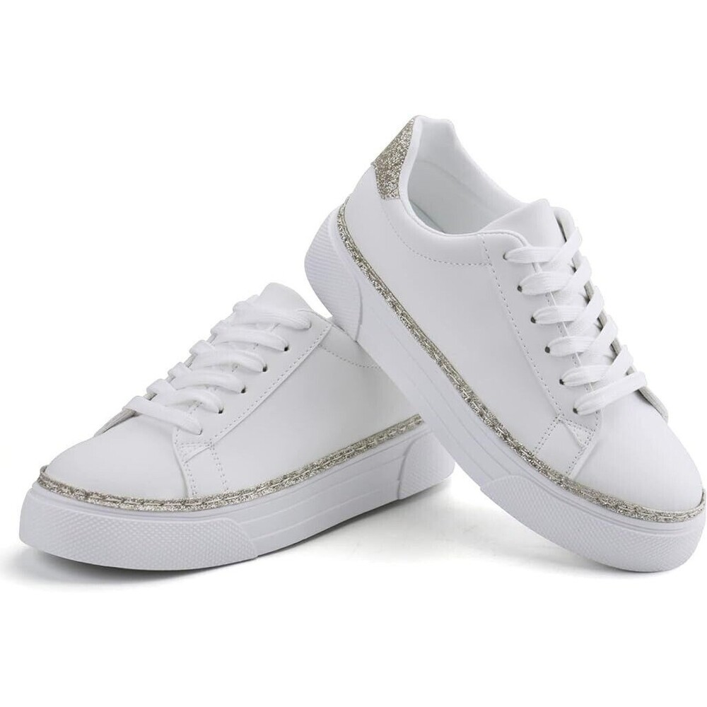 Womens Designer Platform White Sneakers Lace Up Fashion Tennis Sneaker Casual 5
